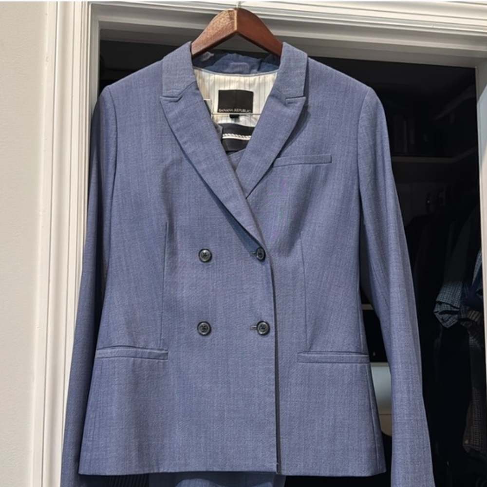 Women's Blue Double-Breasted Blazer